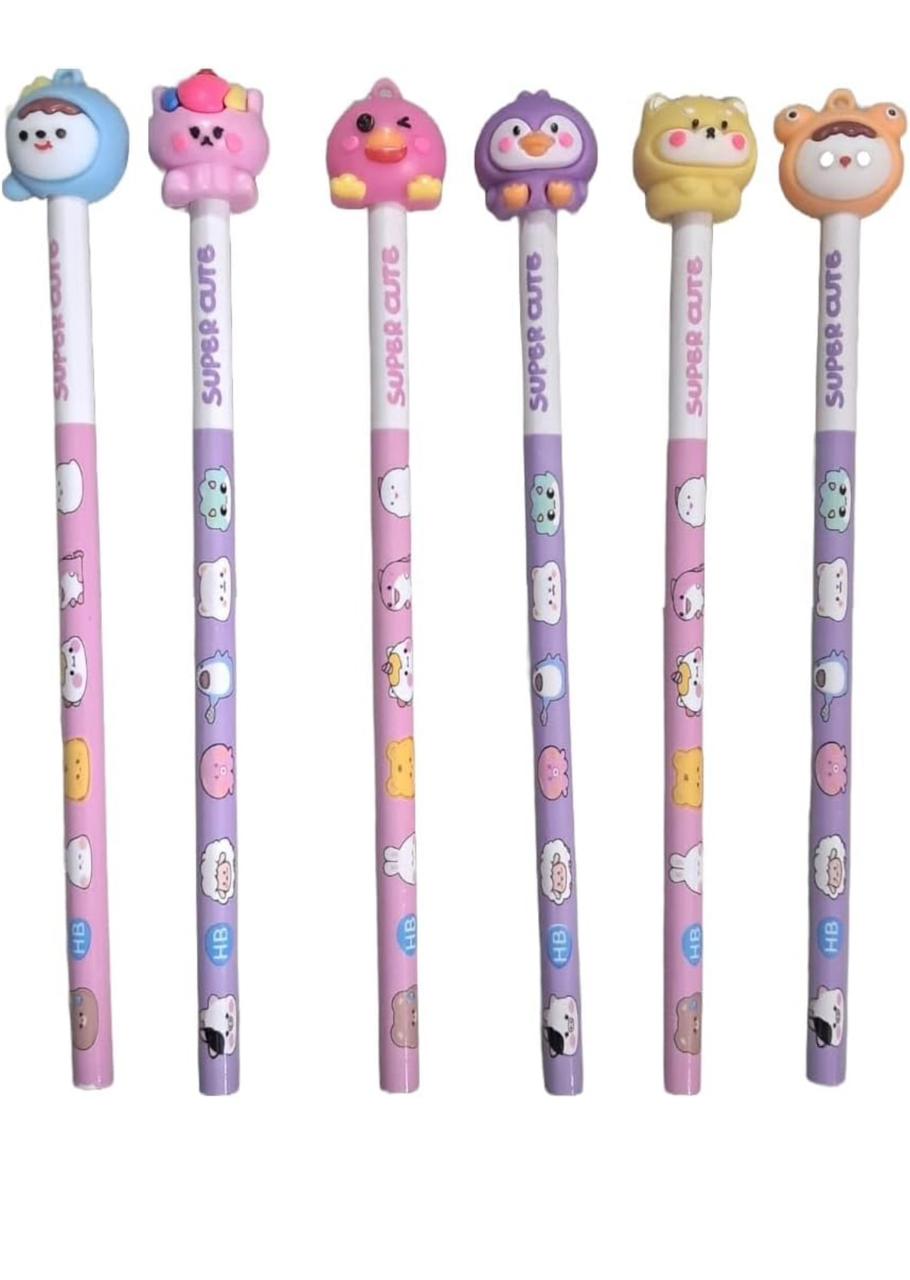 Cartoon pencil with 3D Toppers
