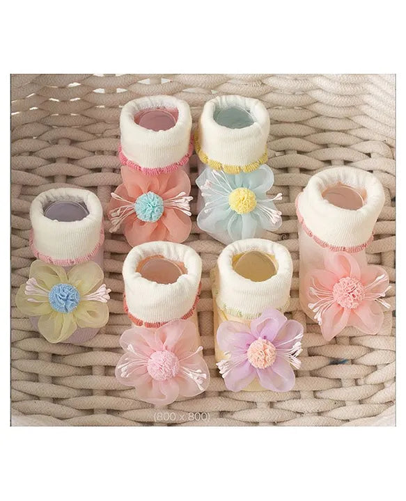 Pom Pom Flower Socks (Pair of 2)