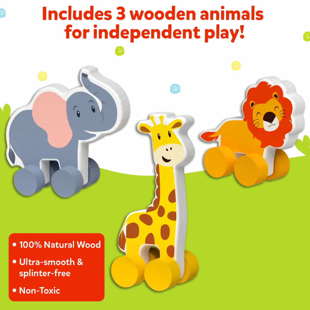 Skillmatics Wooden Animal Toys on Wheels (9 months - 3 years)