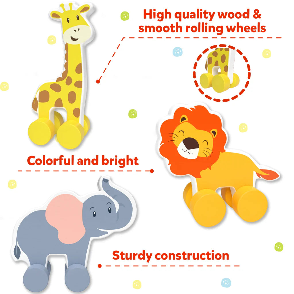 Skillmatics Wooden Animal Toys on Wheels (9 months - 3 years)