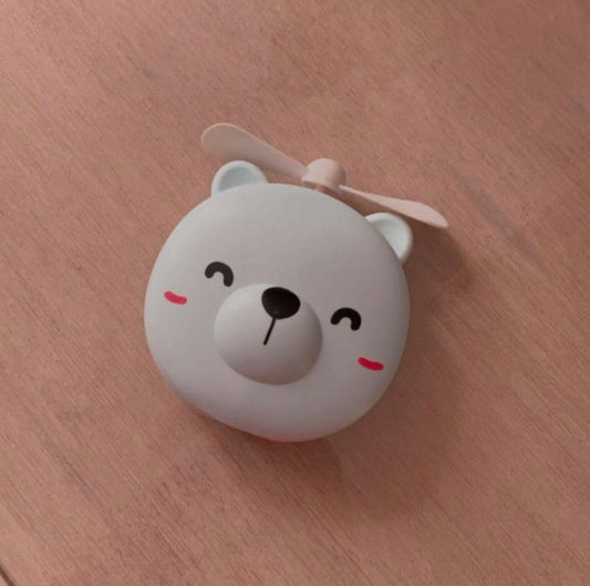 Mini Cartoon Makeup Mirror with LED Light and Fan