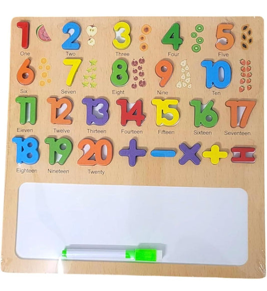 Wooden puzzle with white board