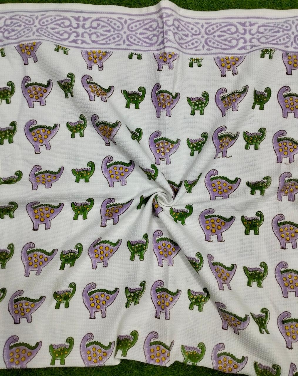 Kids Print Waffle Cotton Bath Towels