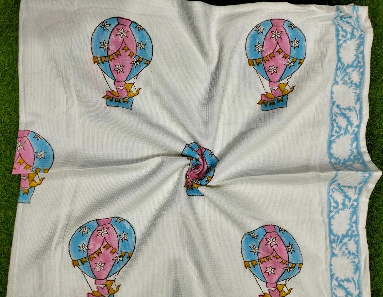 Kids Print Waffle Cotton Bath Towels