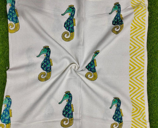 Kids Print Waffle Cotton Bath Towels