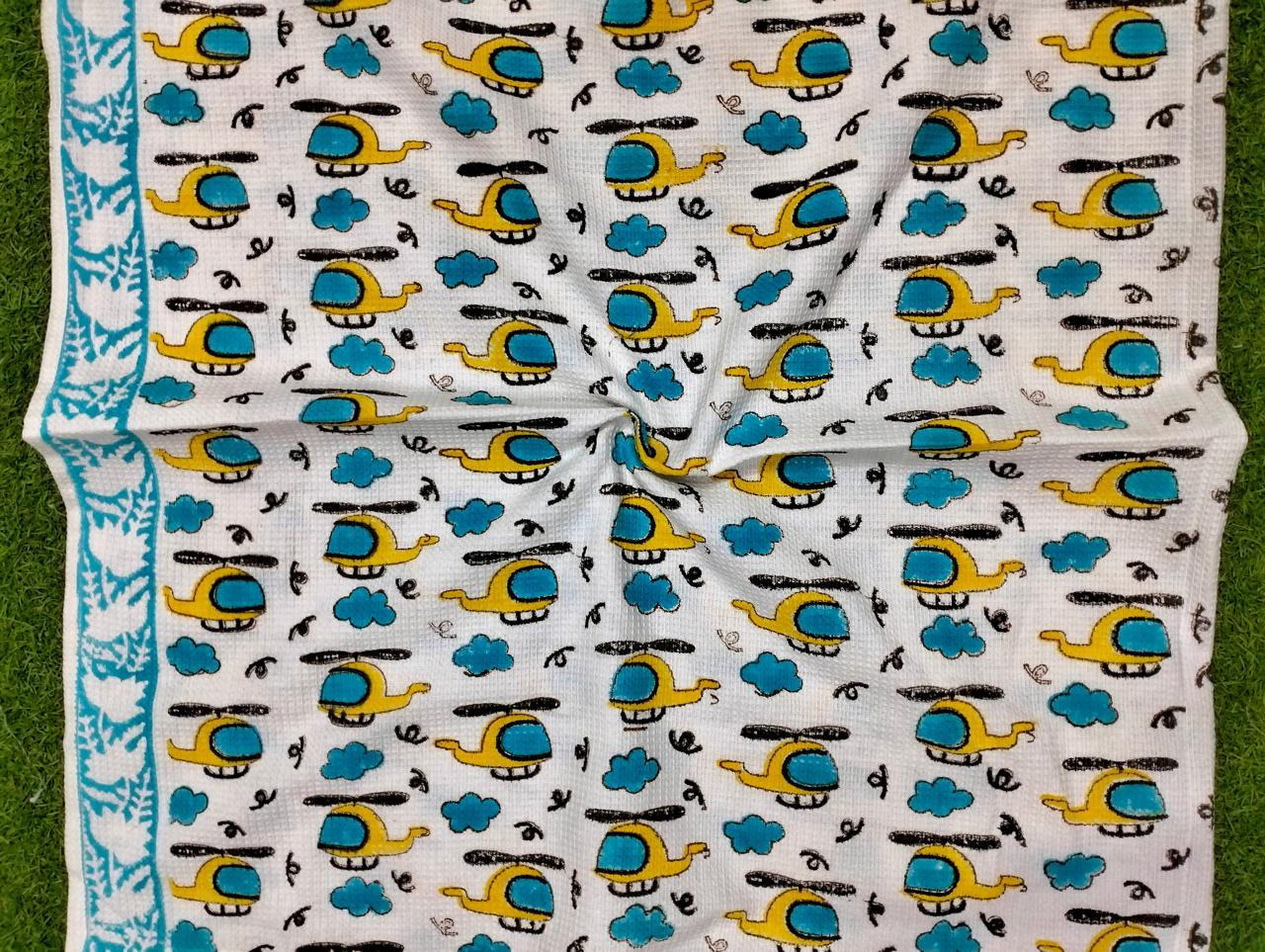 Kids Print Waffle Cotton Bath Towels
