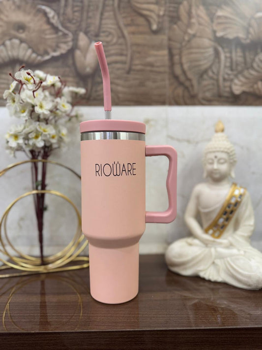 Rioware Insulated Tumbler Hot and Cold With Lid Straw Silicone Sleeve,100% Leak Proof 1200 ml Flask