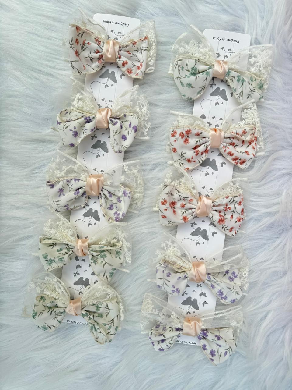 Printed Flower Net Bow