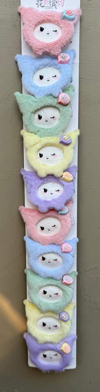 Kuromi Face Fur Pins (Pair)