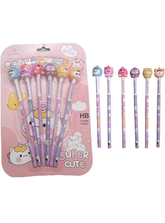 Cartoon pencil with 3D Toppers