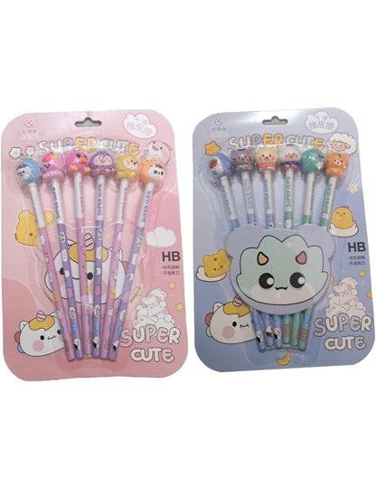 Cartoon pencil with 3D Toppers
