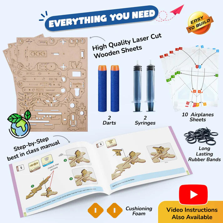 Smartivity Hydraulic Plane Launcher | 6-10 years | DIY STEM Construction Toy