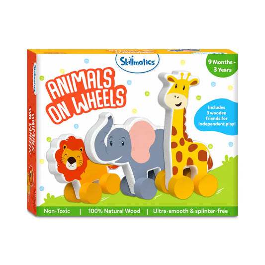 Skillmatics Wooden Animal Toys on Wheels (9 months - 3 years)