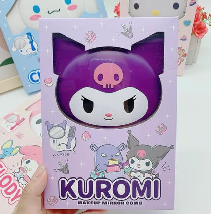 Kuromi Hand Mirror With Comb