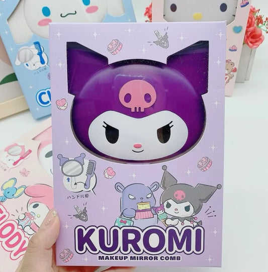 Kuromi Hand Mirror With Comb