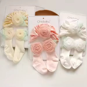 Rose Flower Socks & Turban Set