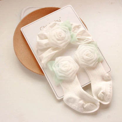 Rose Flower Socks & Turban Set