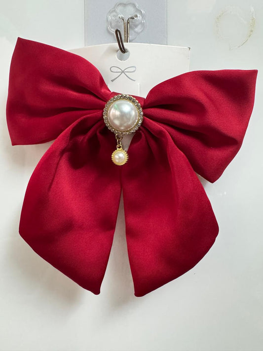 The Satin Pearl Hair Bow