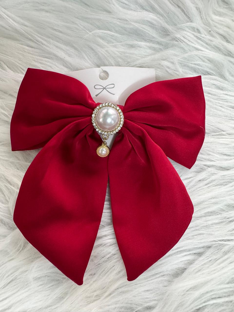 The Satin Pearl Hair Bow