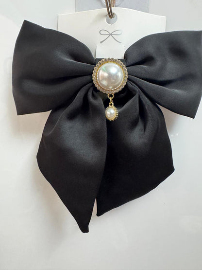 The Satin Pearl Hair Bow