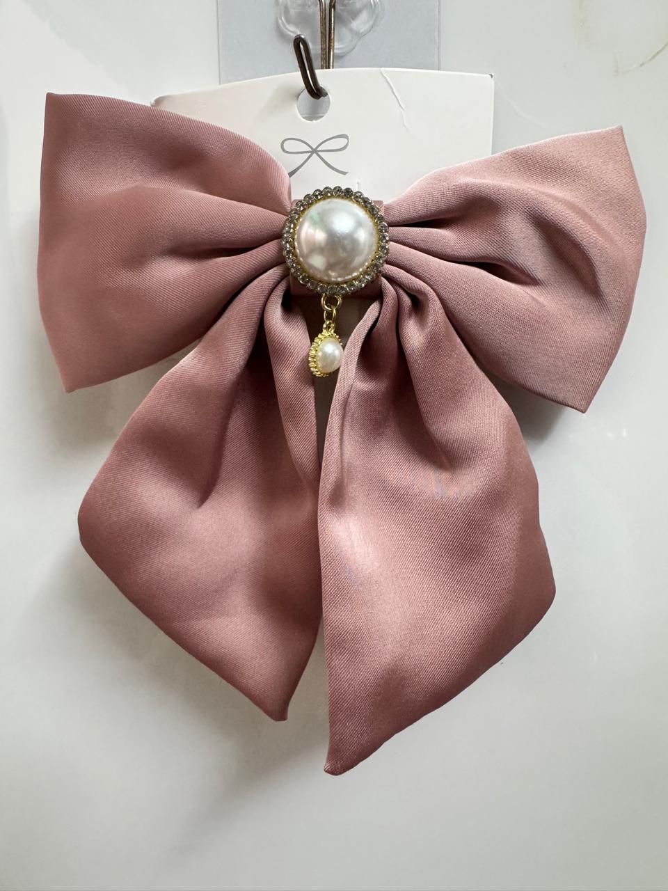 The Satin Pearl Hair Bow