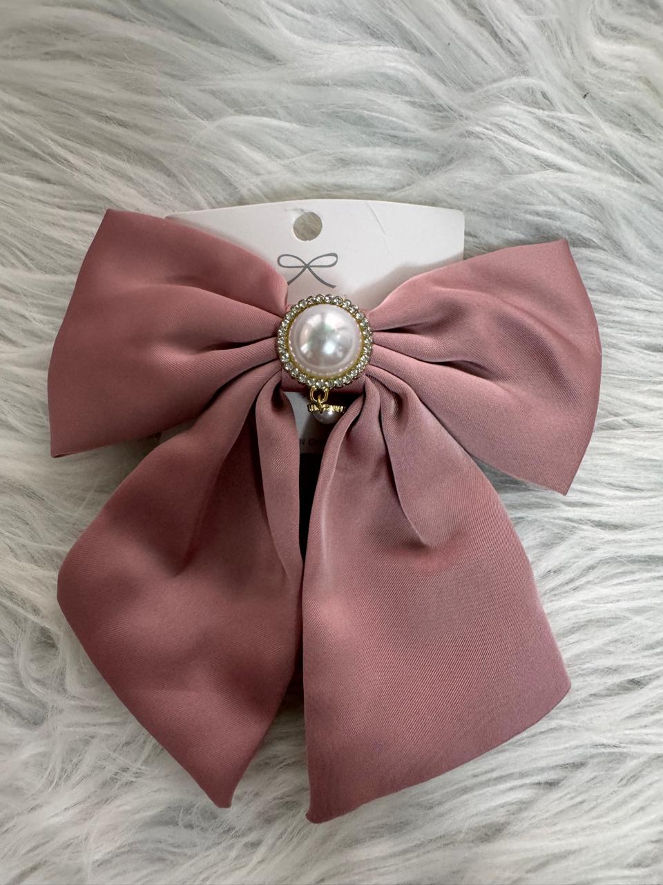 The Satin Pearl Hair Bow
