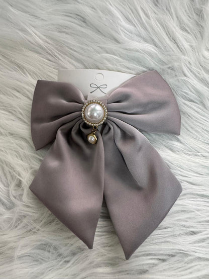 The Satin Pearl Hair Bow