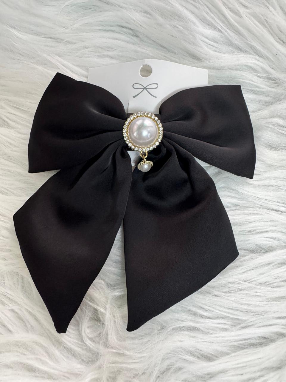 The Satin Pearl Hair Bow