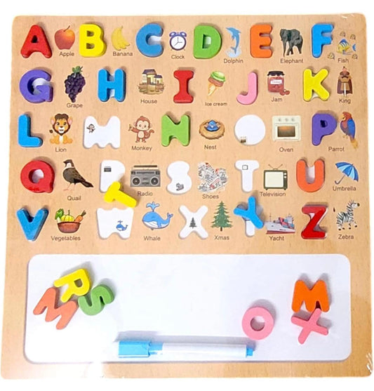 Wooden puzzle with white board