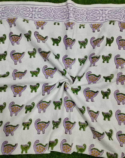 Kids Print Waffle Cotton Bath Towels