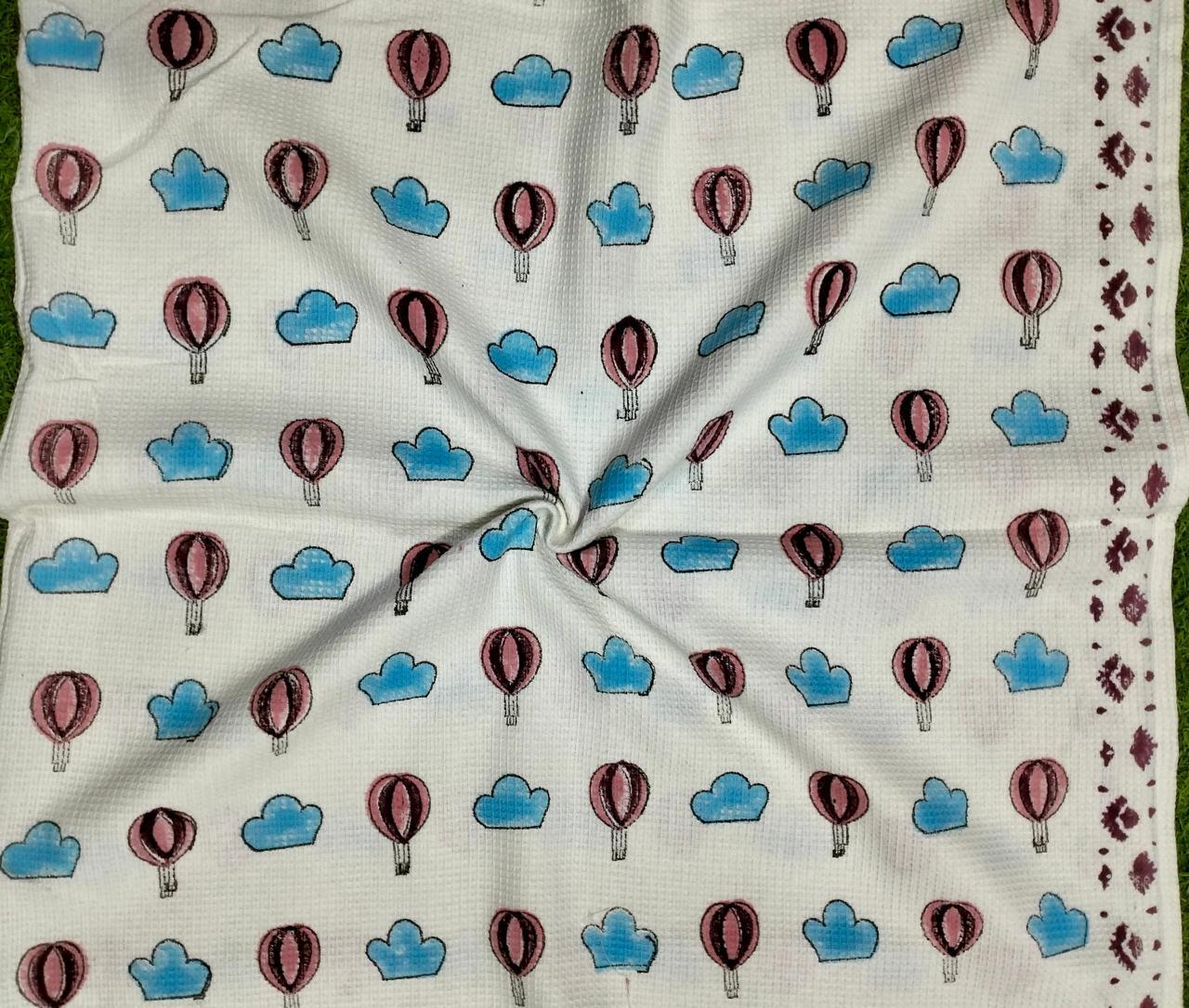 Kids Print Waffle Cotton Bath Towels