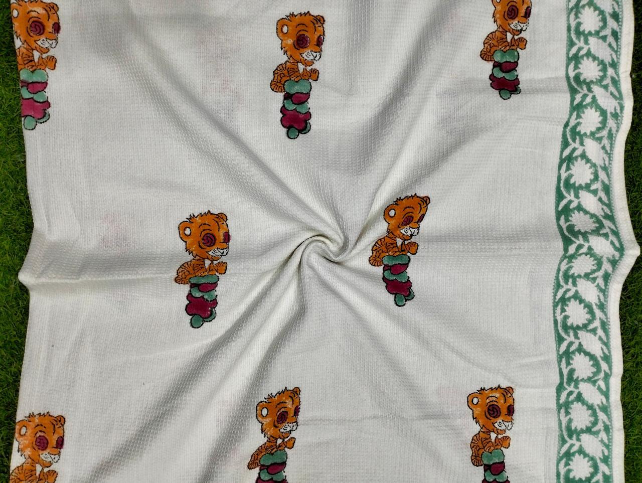 Kids Print Waffle Cotton Bath Towels