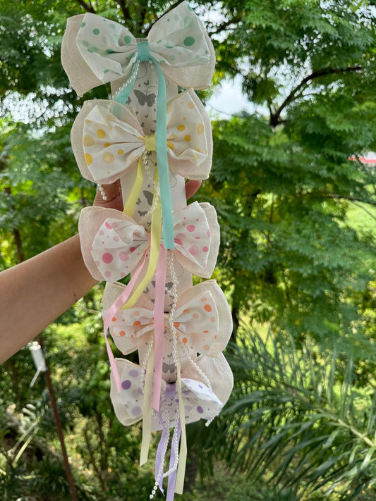 Polka Dot Bows With Pearl String