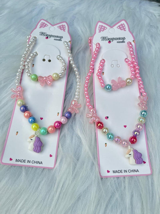 Kids Beads Necklace With Bracelet