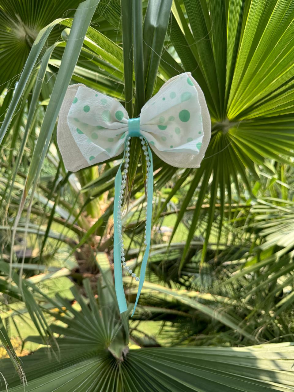 Polka Dot Bows With Pearl String