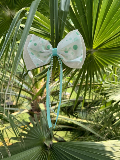 Polka Dot Bows With Pearl String