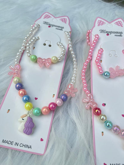 Kids Beads Necklace With Bracelet