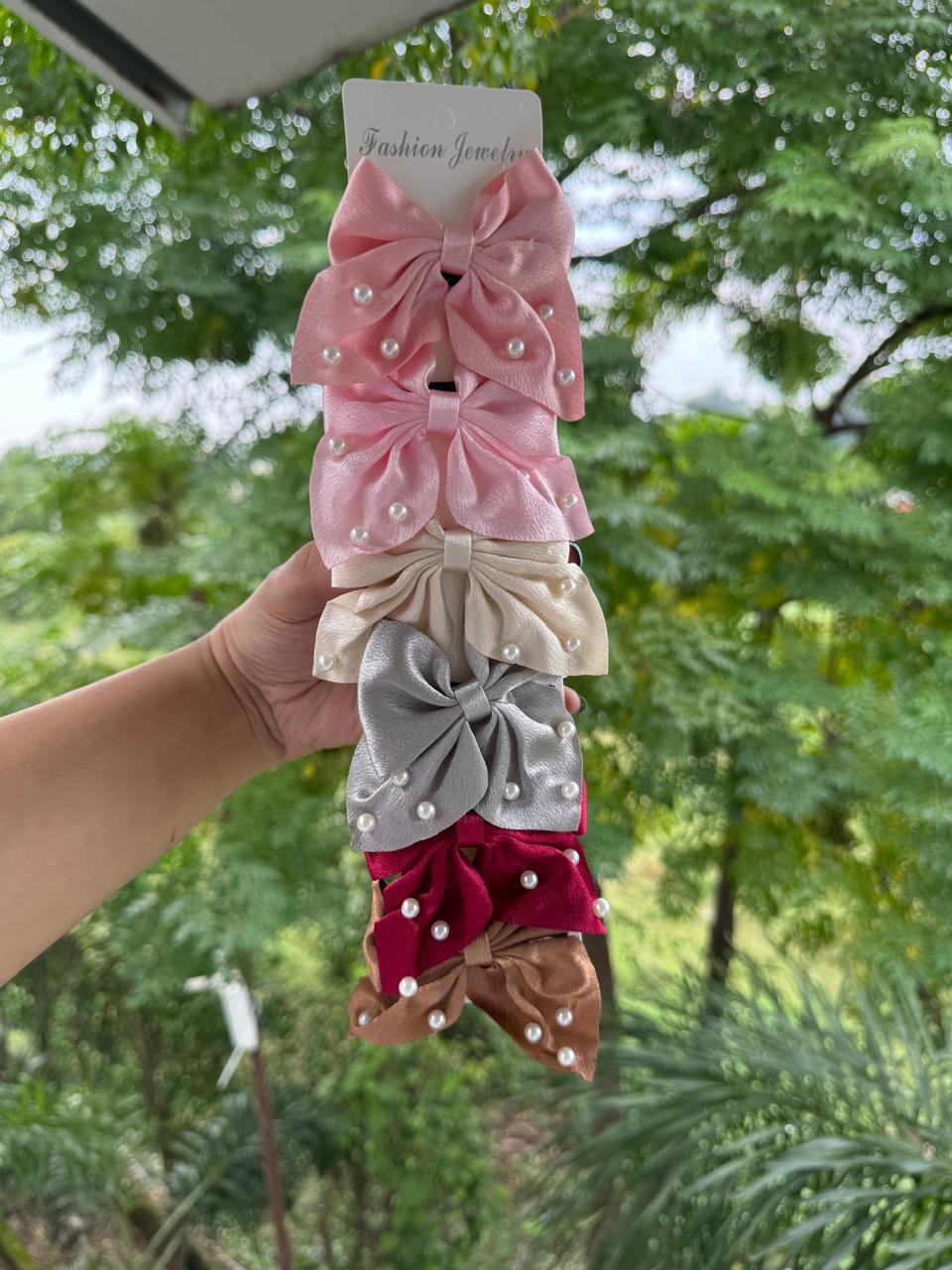 Pearl Pop Bow Style Hair Pins (Pair)