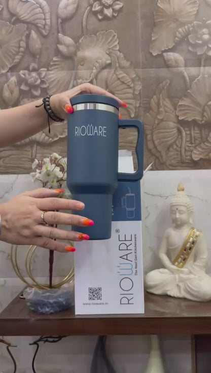 Rioware Insulated Tumbler Hot and Cold With Lid Straw Silicone Sleeve,100% Leak Proof 1200 ml Flask