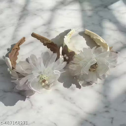 Korean Floral Pearl Teddy Headbands