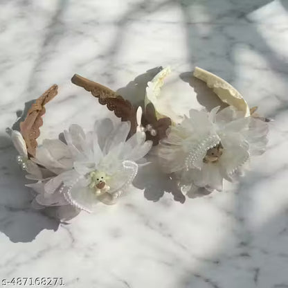 Korean Floral Pearl Teddy Headbands